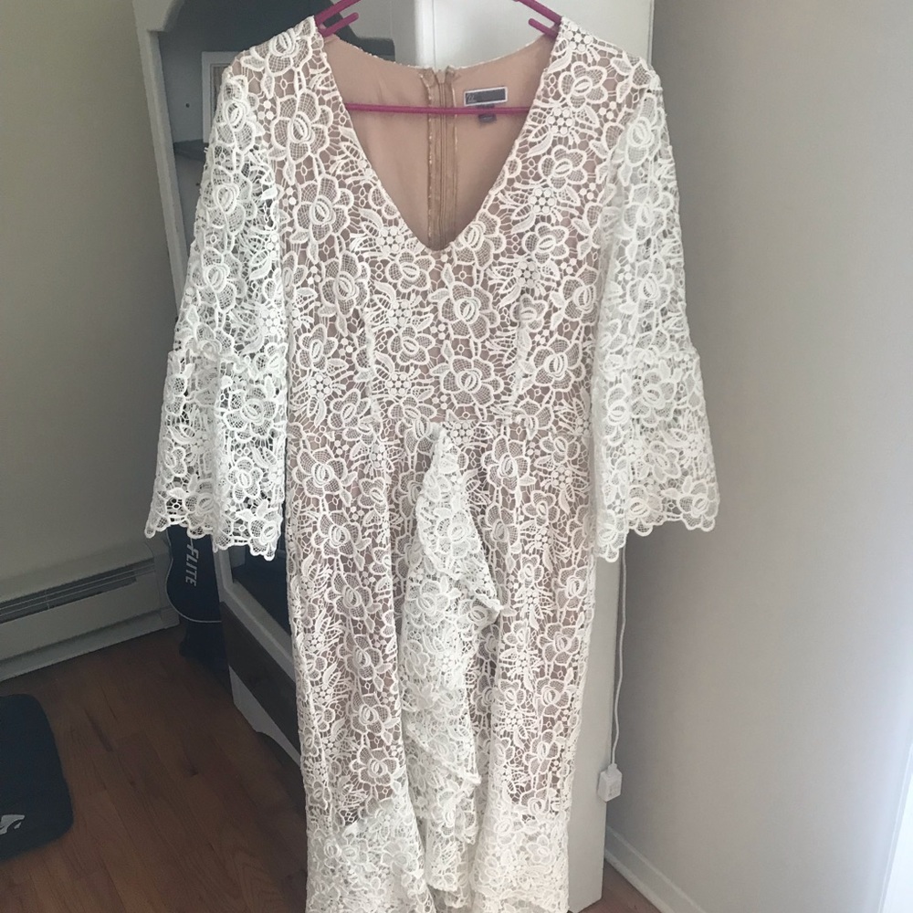 Chelsea28 Ruffle Lace Midi Dress